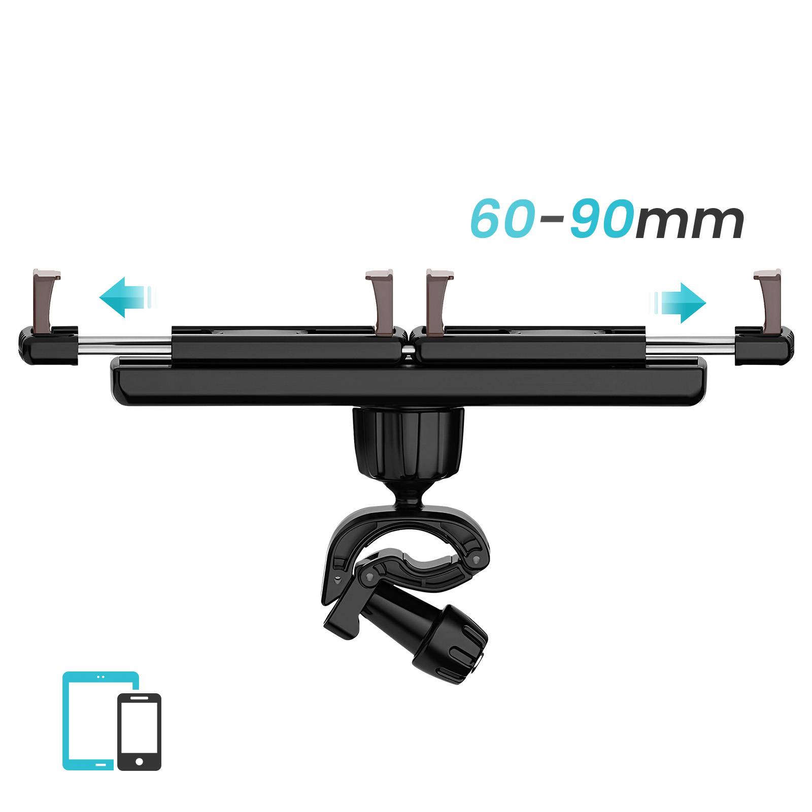 Double Support Téléphone avec Fixation Rotatif sur Barre Ronde Multi Usage-2