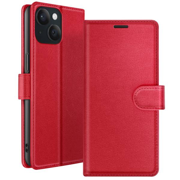 Étui Portefeuille pour iPhone 15 Support et Languette Magnétique