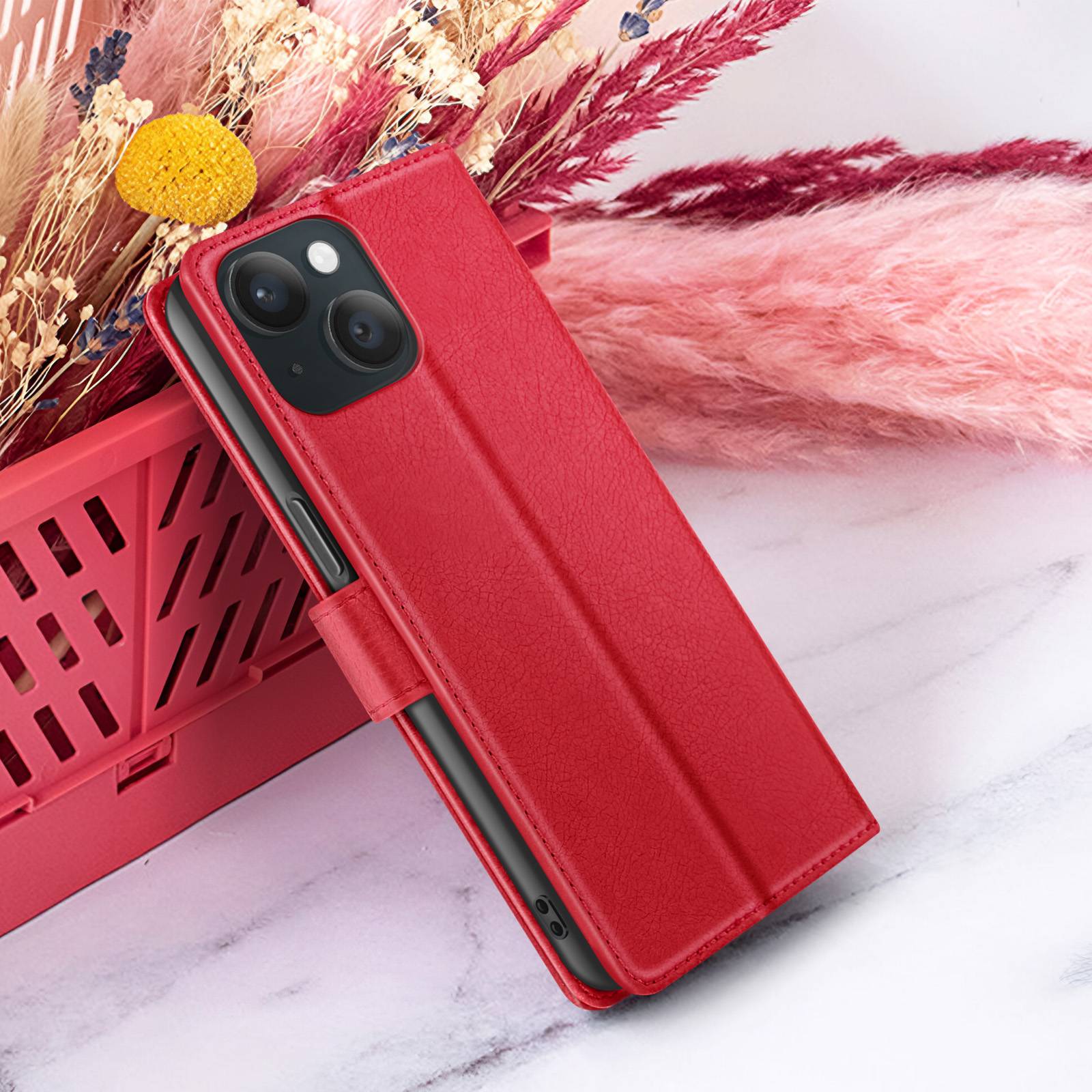 Étui Portefeuille pour iPhone 15 Support et Languette Magnétique-4
