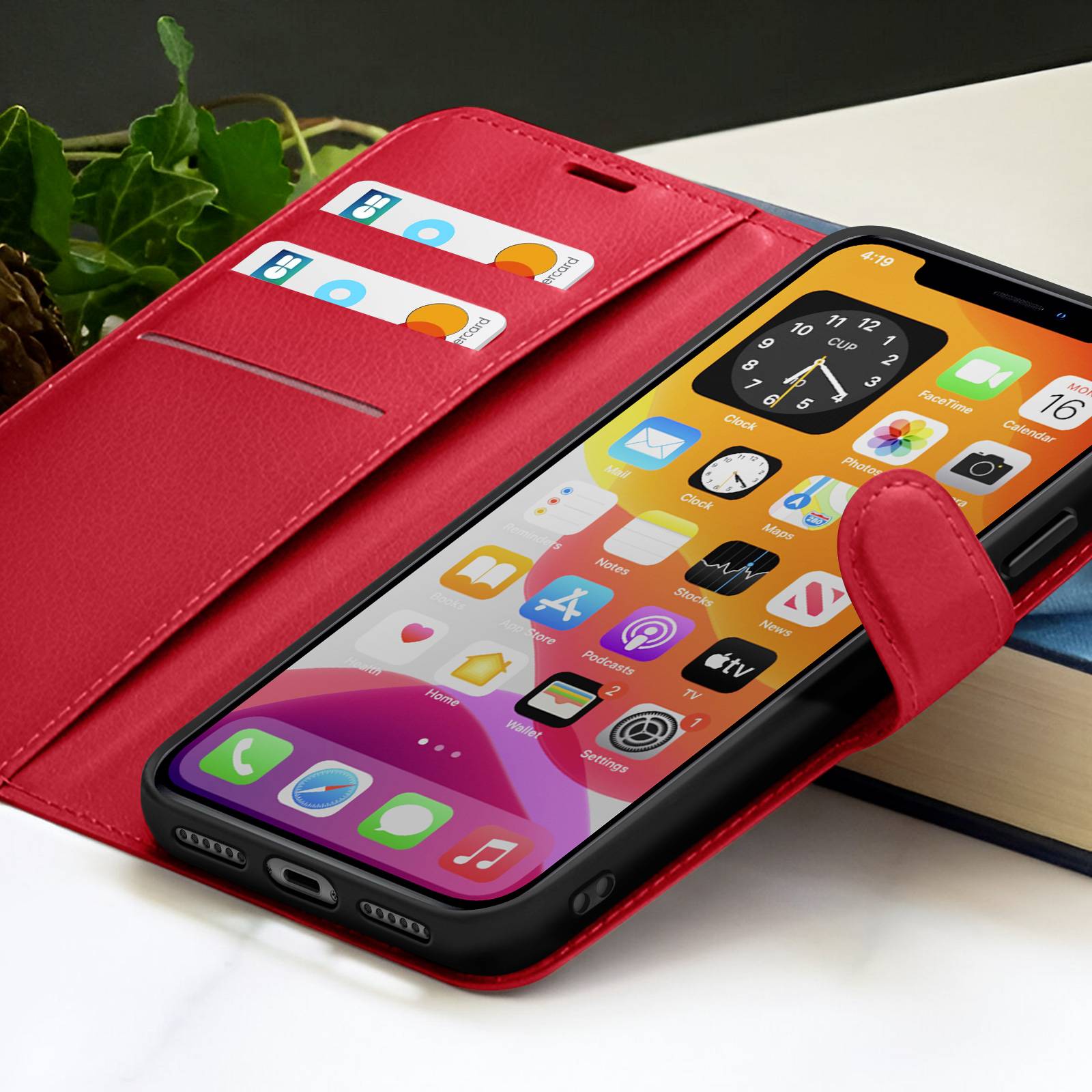 Étui Portefeuille pour iPhone XR avec Fonction Support et Languette Magnétique-3