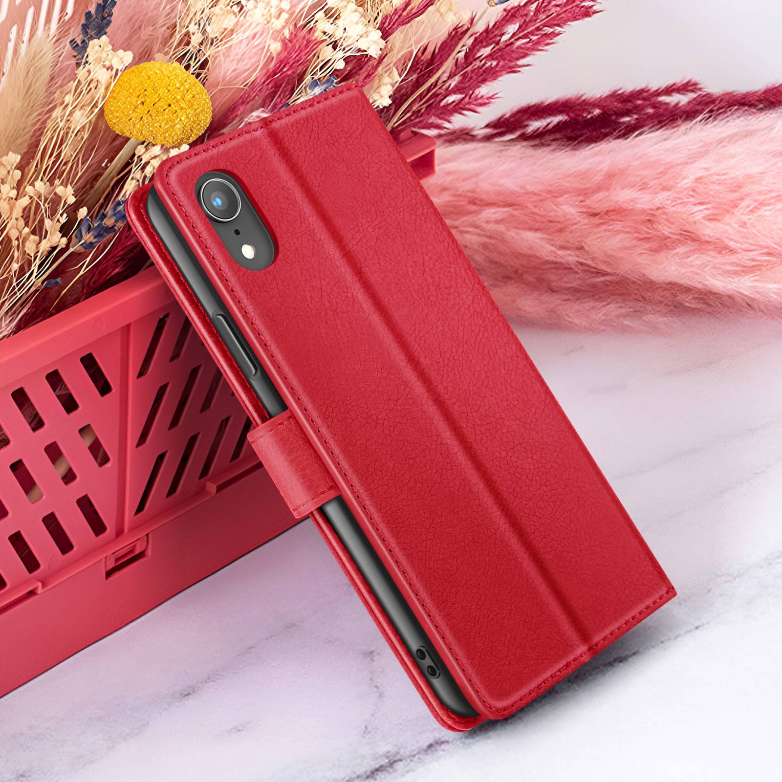 Étui Portefeuille pour iPhone XR avec Fonction Support et Languette Magnétique-4