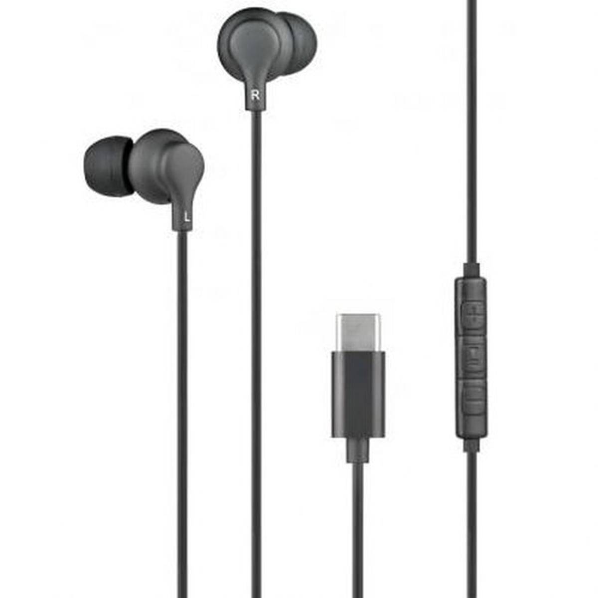 Ecouteurs USB C Intra-auriculaire Noir avec Télécommande et Micro-0