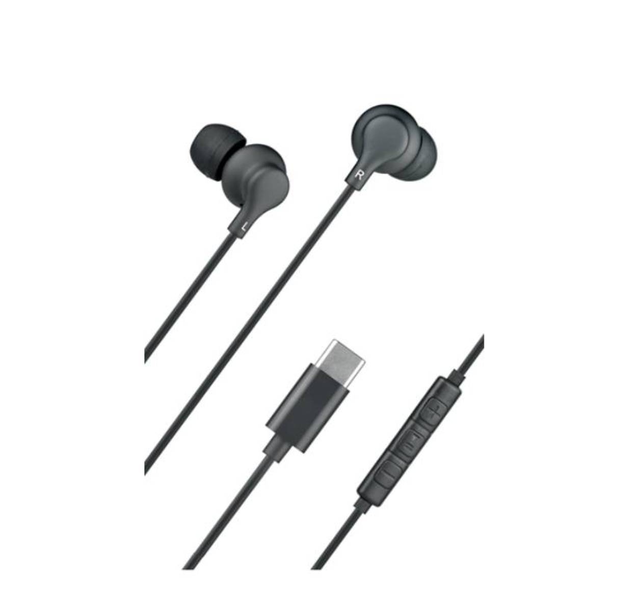 Ecouteurs USB C Intra-auriculaire Noir avec Télécommande et Micro-1