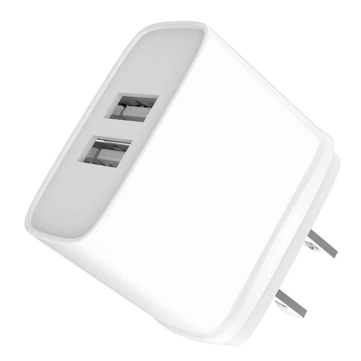 Chargeur Secteur Double USB-A 12 W 2,4A Prise US-0