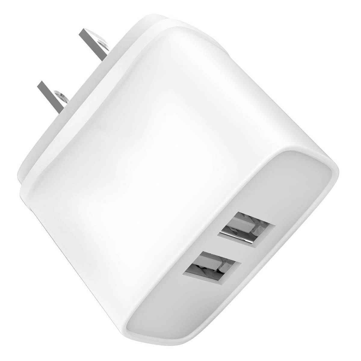 Chargeur Secteur Double USB-A 12 W 2,4A Prise US-2