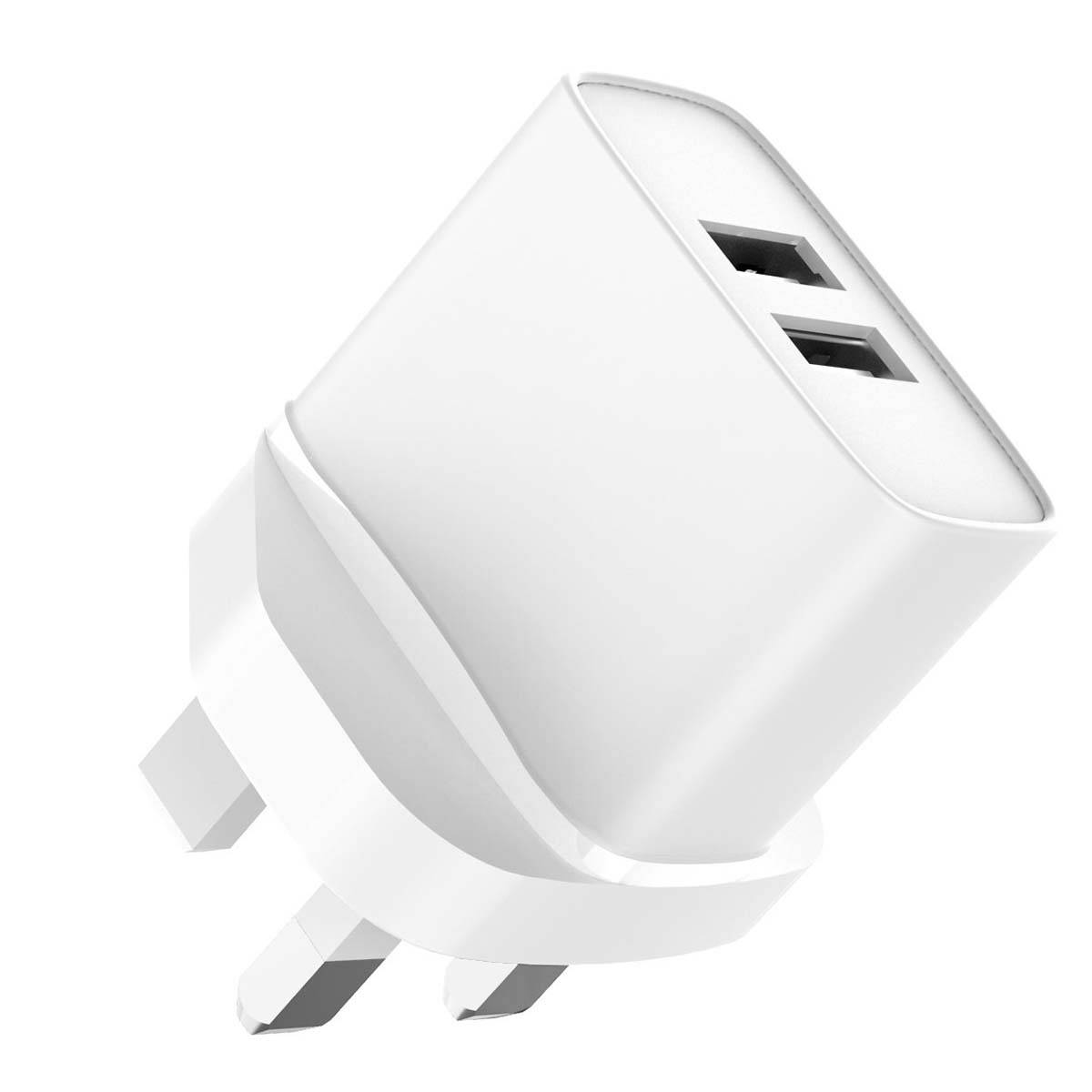 Chargeur Secteur Double USB-A 12 W 2,4A Prise UK et Dubai-0