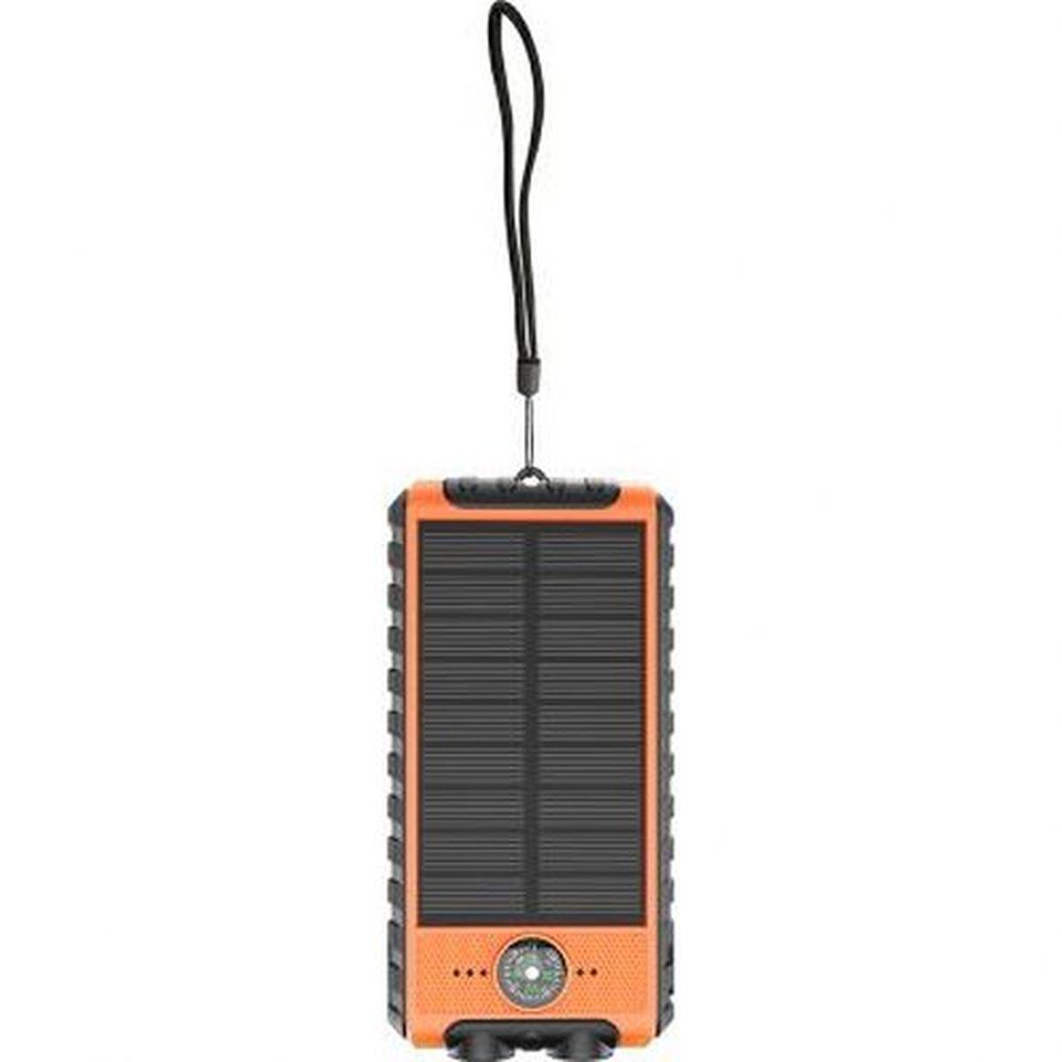 Powerbank Solaire 10000 mAh USB 2A+C + Lampe torche + Dragonne + Boussole-1