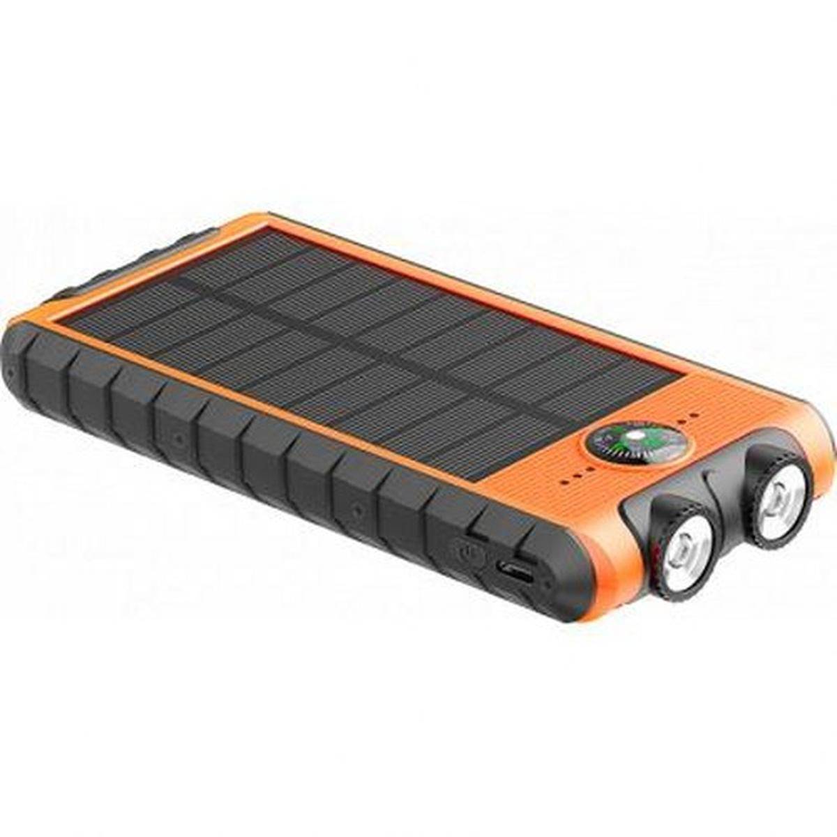 Powerbank Solaire 10000 mAh USB 2A+C + Lampe torche + Dragonne + Boussole-2