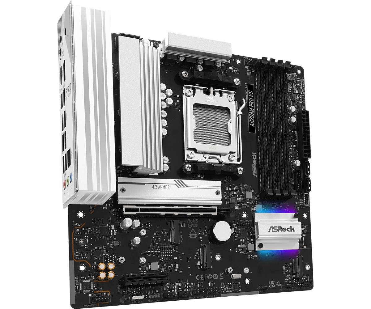 Asrock A620AM Pro RS, AMD, Emplacement AM5, AMD Ryzen 7000 Series, AMD Ryzen 8000 Series, AMD Ryzen 9000 Series, AMD Ryz-2