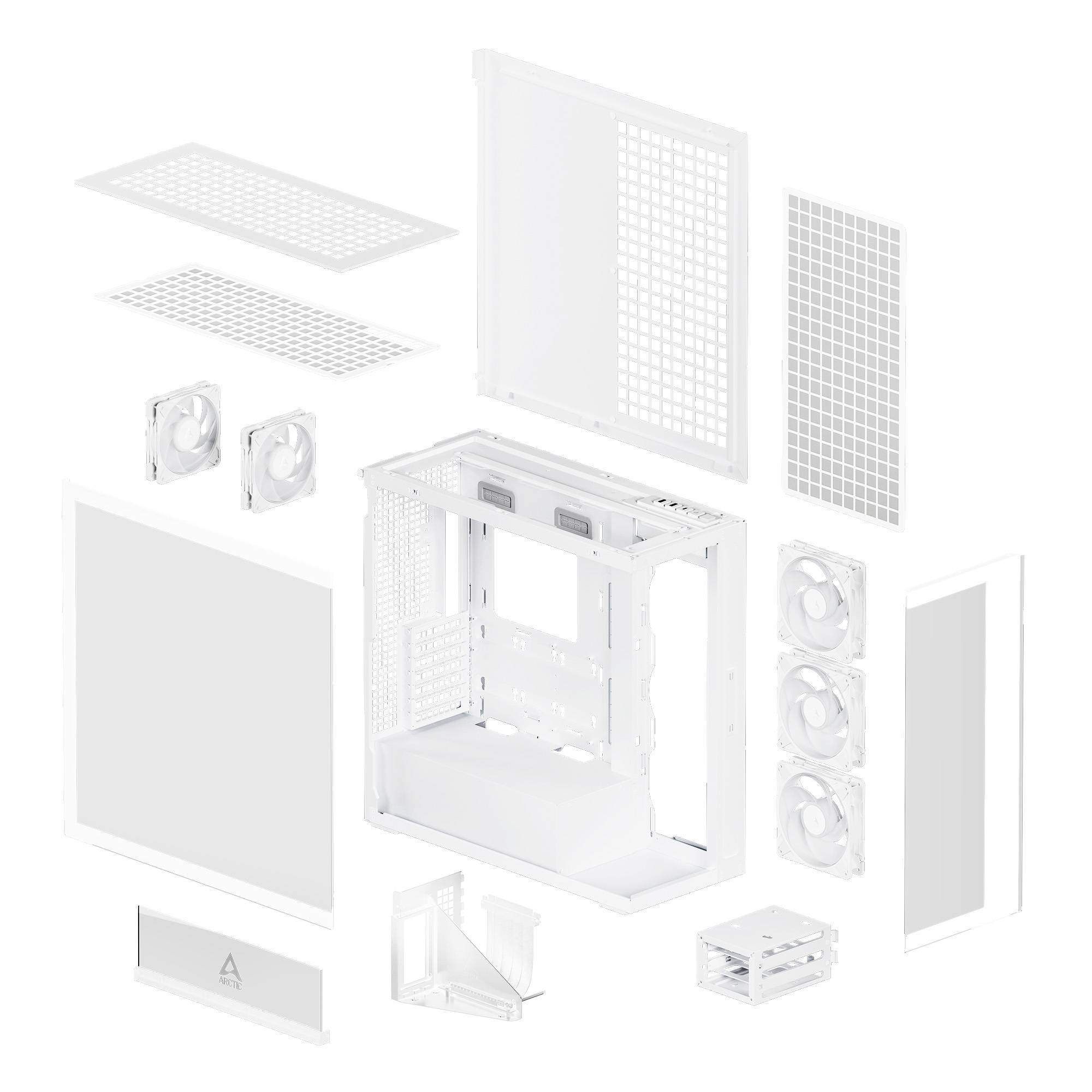 ARCTIC Xtender VG White (Clear Glass), Midi Tower, PC, Blanc, EATX, Métal, Verre trempé, Gaming-1