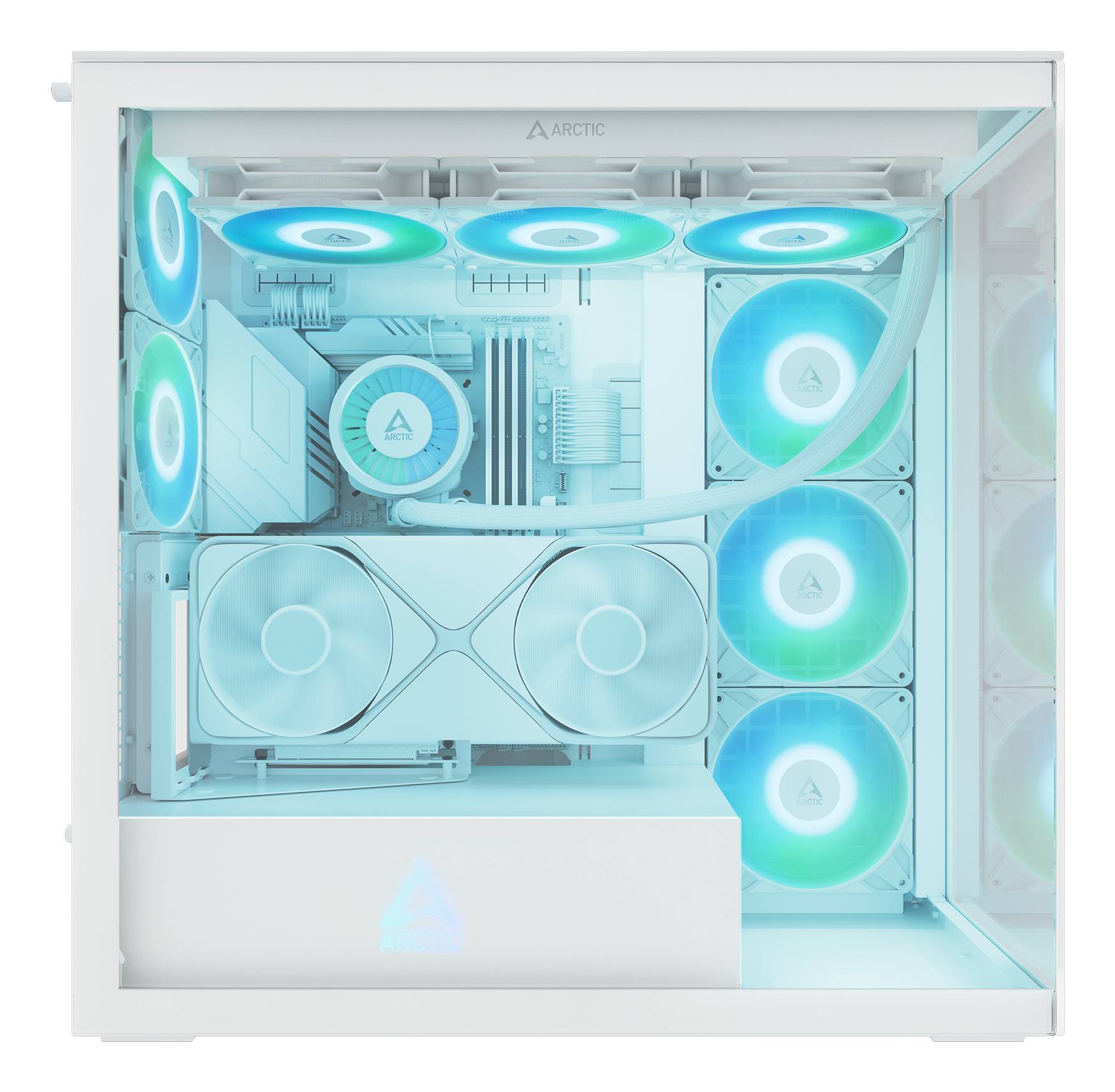 ARCTIC Xtender VG White (Clear Glass), Midi Tower, PC, Blanc, EATX, Métal, Verre trempé, Gaming-3