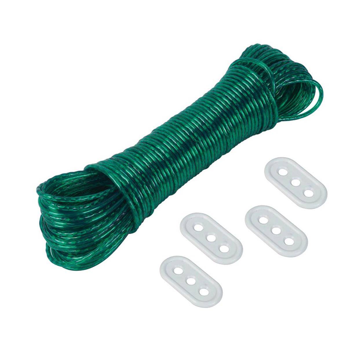 Corde à linge 40m diam.3mm pour étendoir avec 4 tendeurs-0