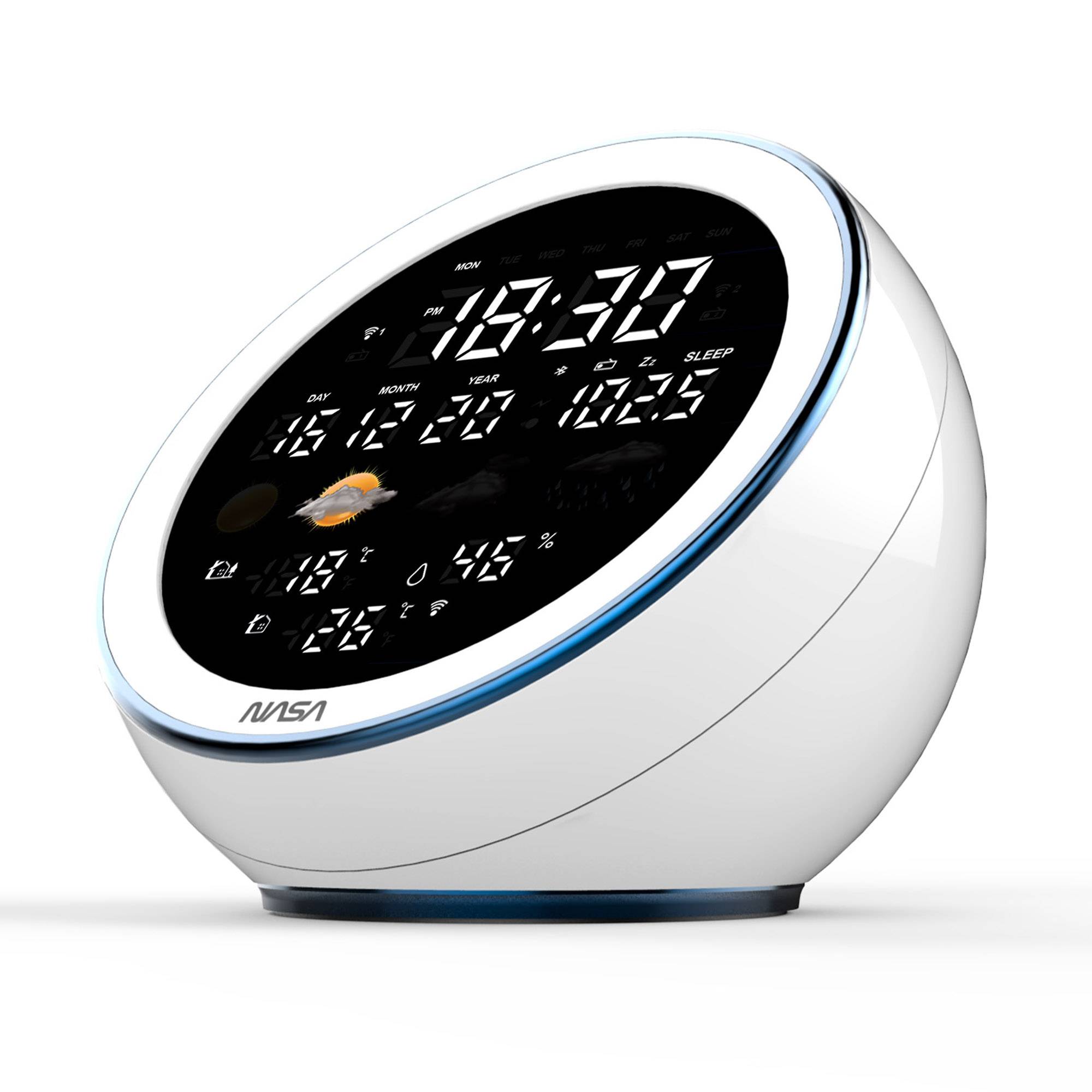 NASA - Station Météo WSP1500 - Enceinte Bluetooth, 2 Capteurs Extérieurs Sans Fil, Température Intérieure/Extérieure, H-1