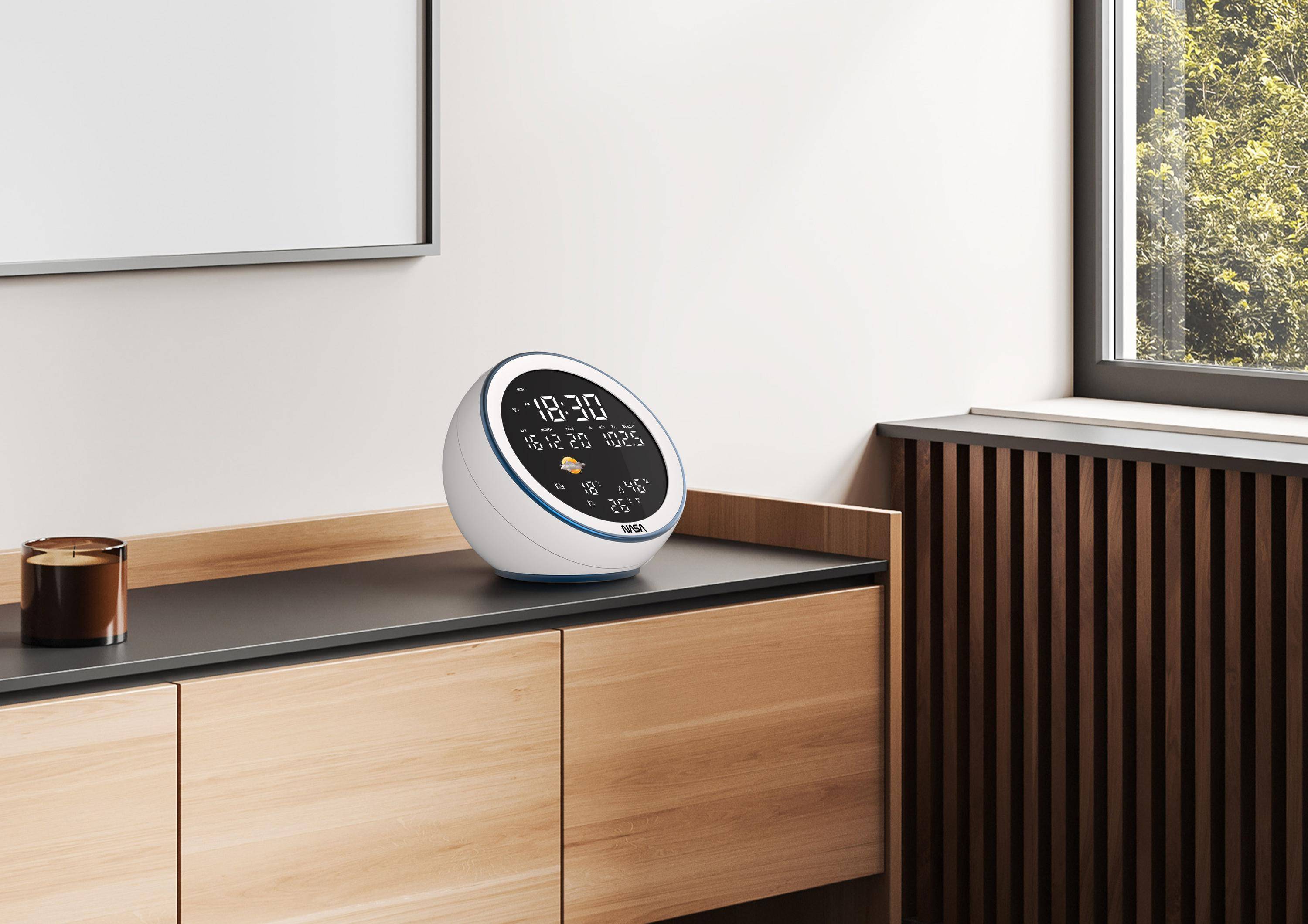 NASA - Station Météo WSP1500 - Enceinte Bluetooth, 2 Capteurs Extérieurs Sans Fil, Température Intérieure/Extérieure, H-2