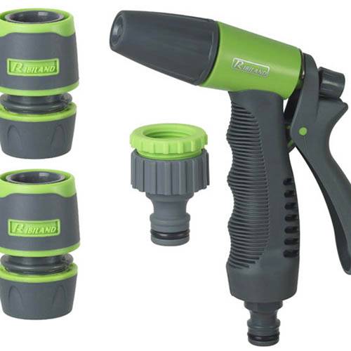 Kit d'arrosage bi-matière Soft-Touch pistolet, 2 raccords, nez de robinet-0