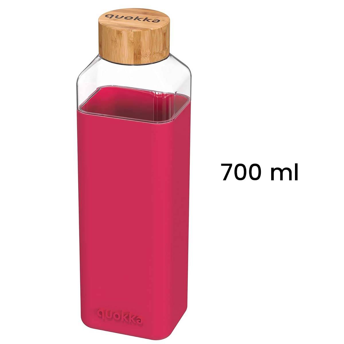 Bouteille Carrée 700 ml avec Bouchon à Vis en Bambou-4