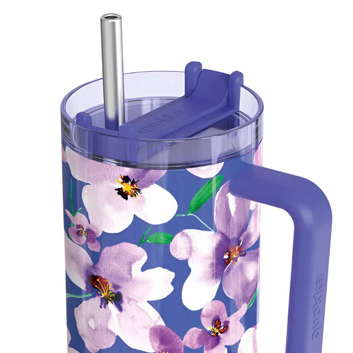 Gobelet Isotherme 1200 ml avec Paille à Motif Floral-1