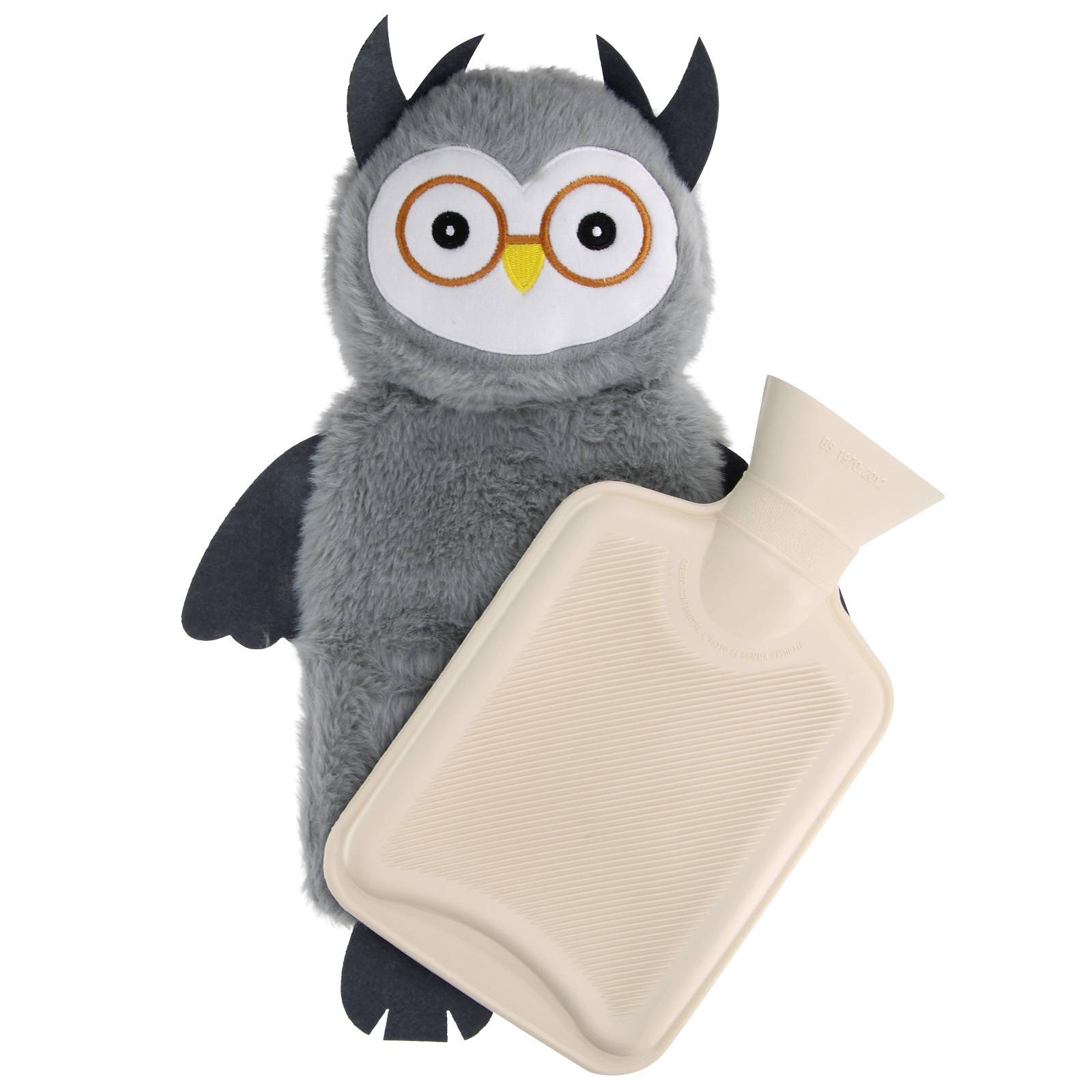 Bouillotte déhoussable en peluche Hibou 750ml-0