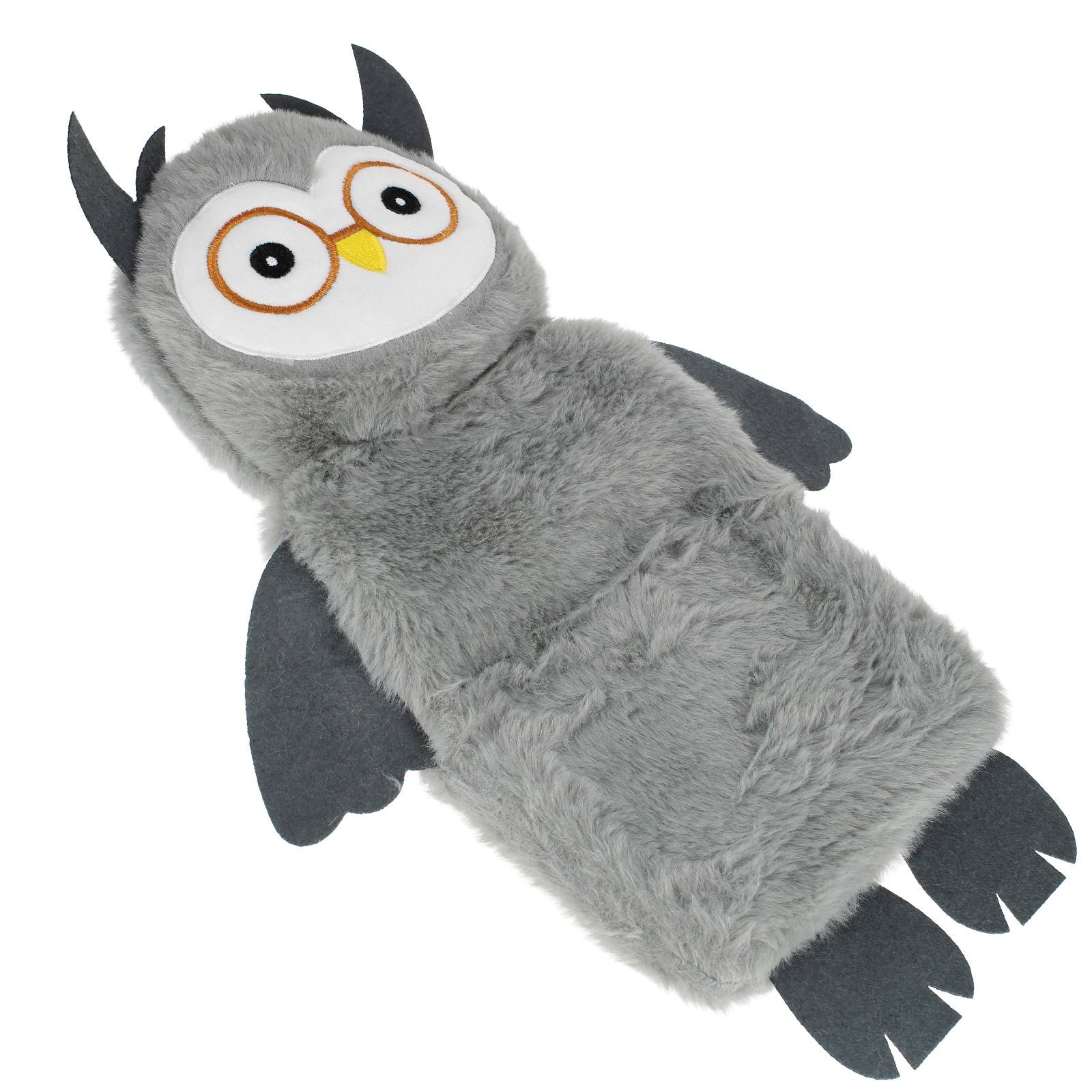 Bouillotte déhoussable en peluche Hibou 750ml-2