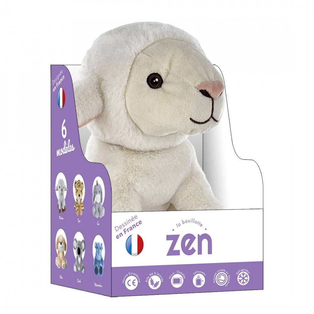 Bouillotte peluche dehoussable 25cm + sachet lavande - Mouton-1