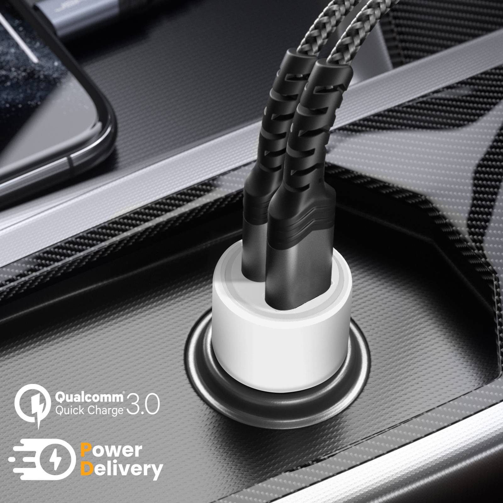 Chargeur Voiture Allume-Cigare 36W USB C et USB Recharge Rapide-2