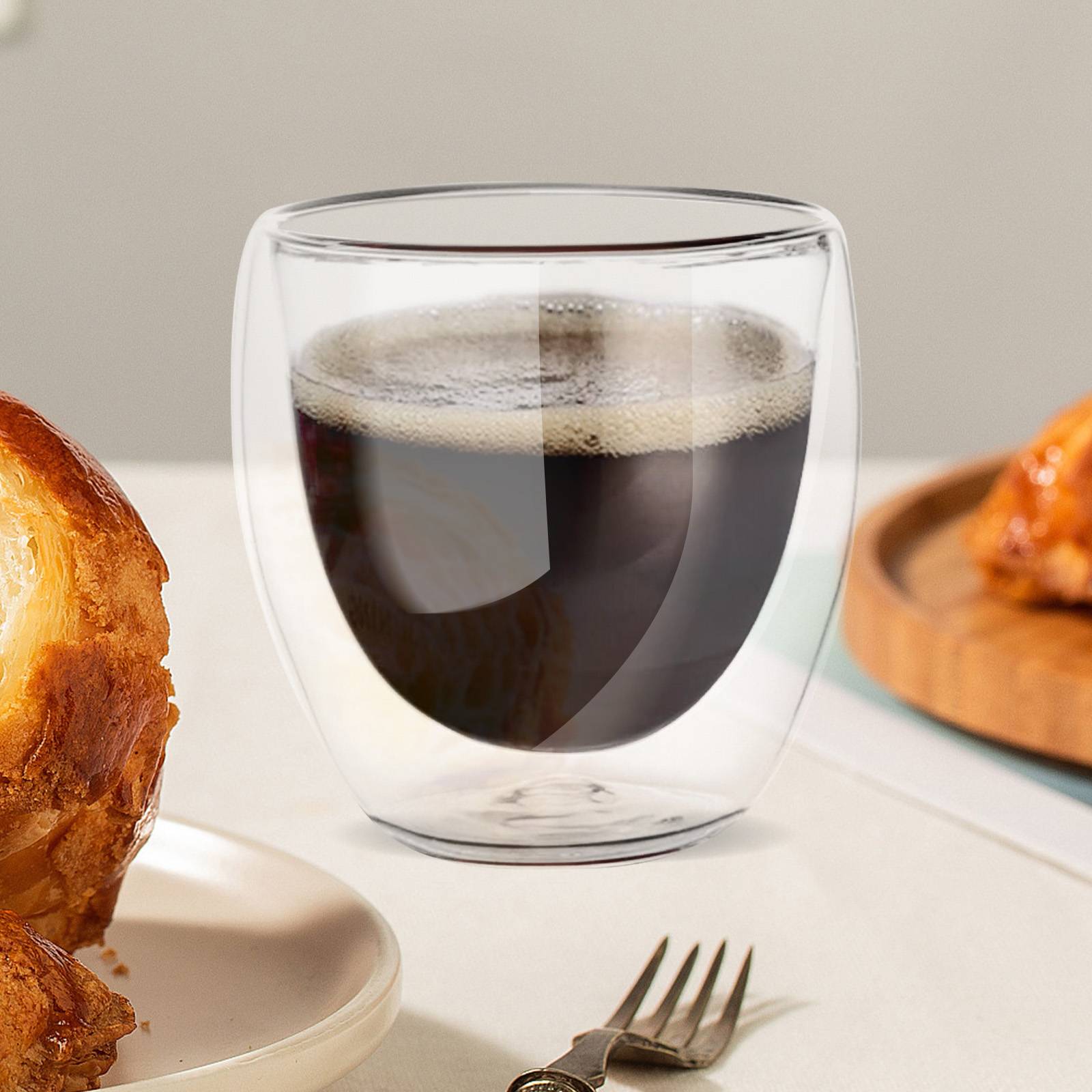 Paire de Verre à Café 250ml Double Paroi avec Effet Flottant-1
