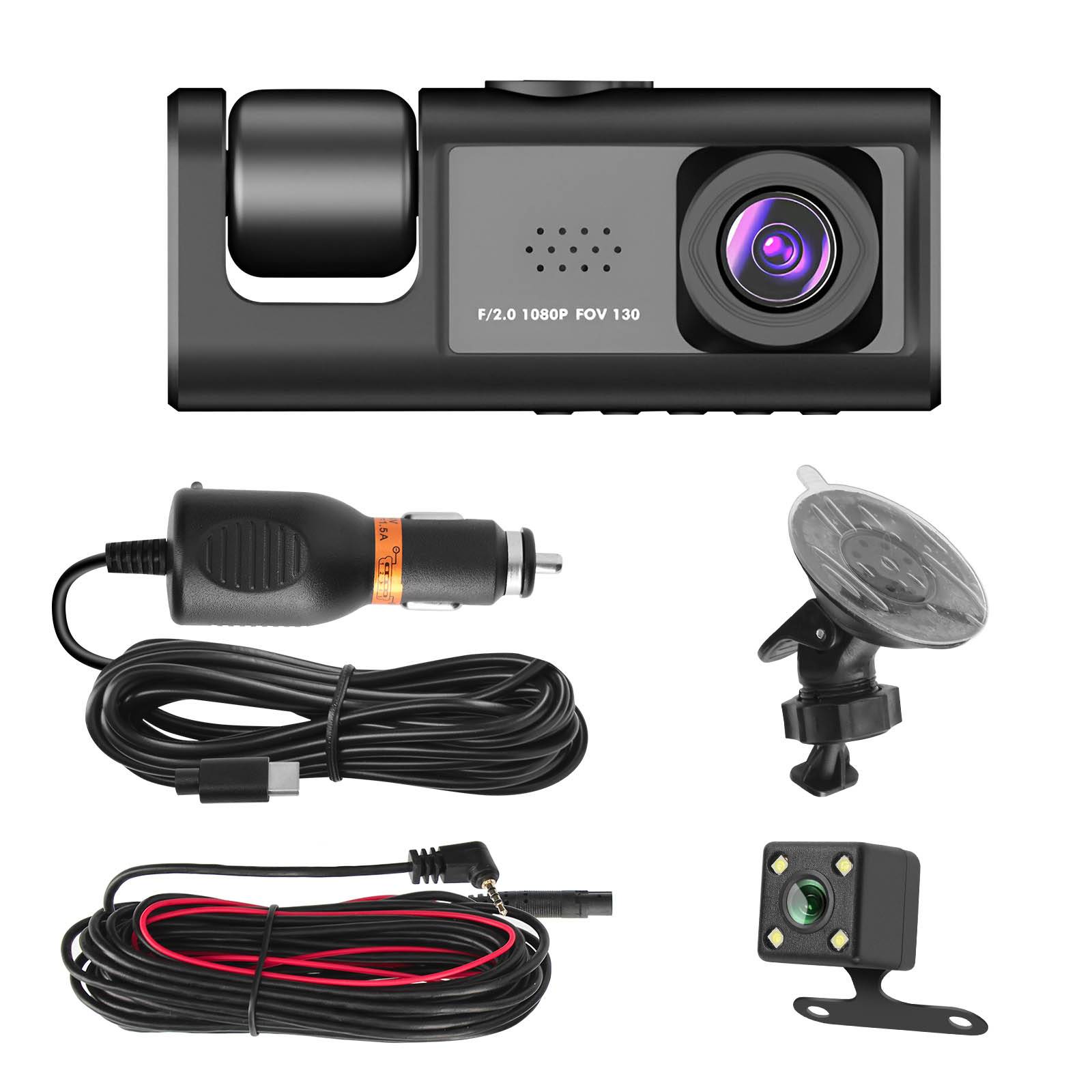 Dashcam Pare Brise Avant Arrière Intérieur 1080p LED 2 pouces Micro-1