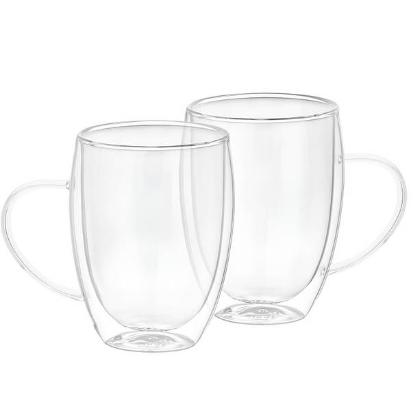 Lot 2 Verres avec Anse 350ml en Verre Borosilicate Solide