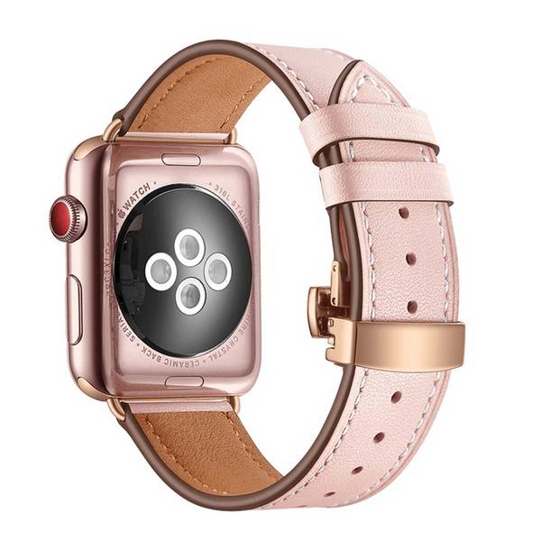 Bracelet pour Apple Watch 38/40/41mm en cuir véritable avec boucle déployante