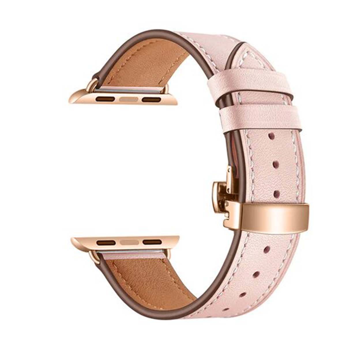 Bracelet pour Apple Watch 38/40/41mm en cuir véritable avec boucle déployante-2