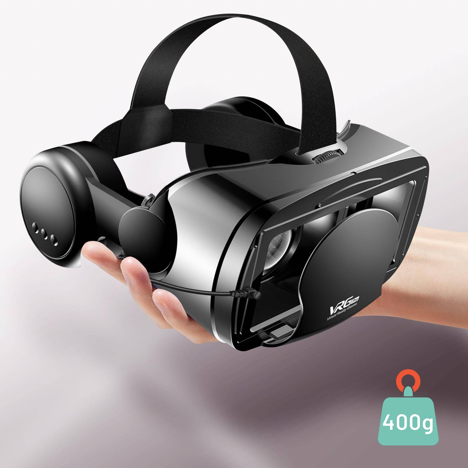 Casque VR Téléphone 3D Lentille Anti-Lumière Bleue Audio Jack 3.5mm Intégré-4
