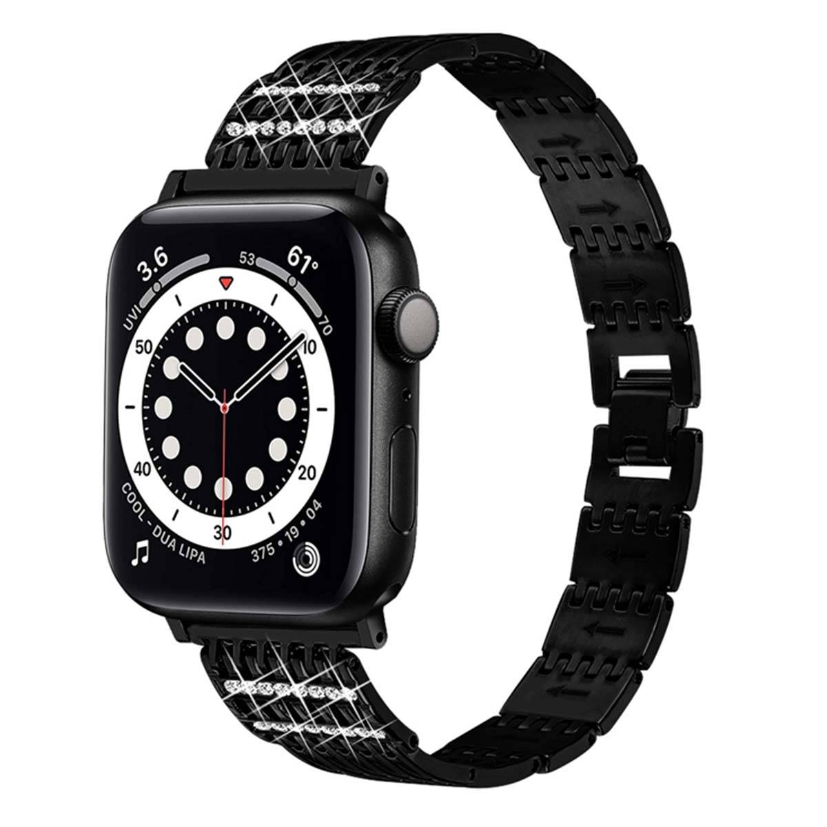 Bracelet pour Apple Watch 42/44/45mm en acier inoxydable Strass-2