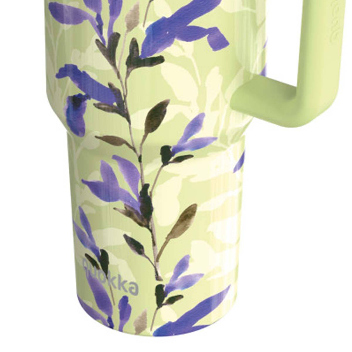 Gobelet Isotherme 1200 ml avec Paille au Décor Floral Matcha-2