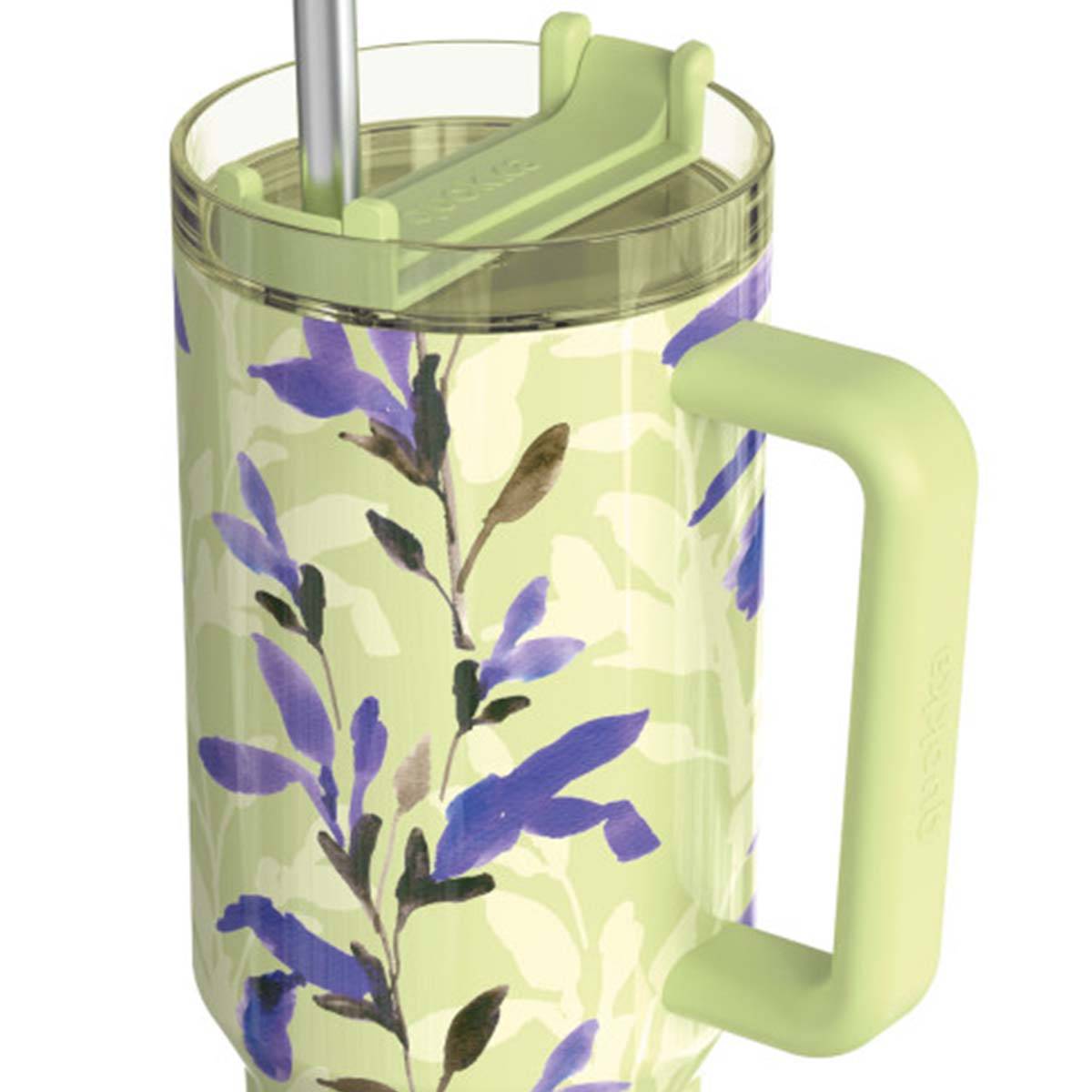 Gobelet Isotherme 1200 ml avec Paille au Décor Floral Matcha-3