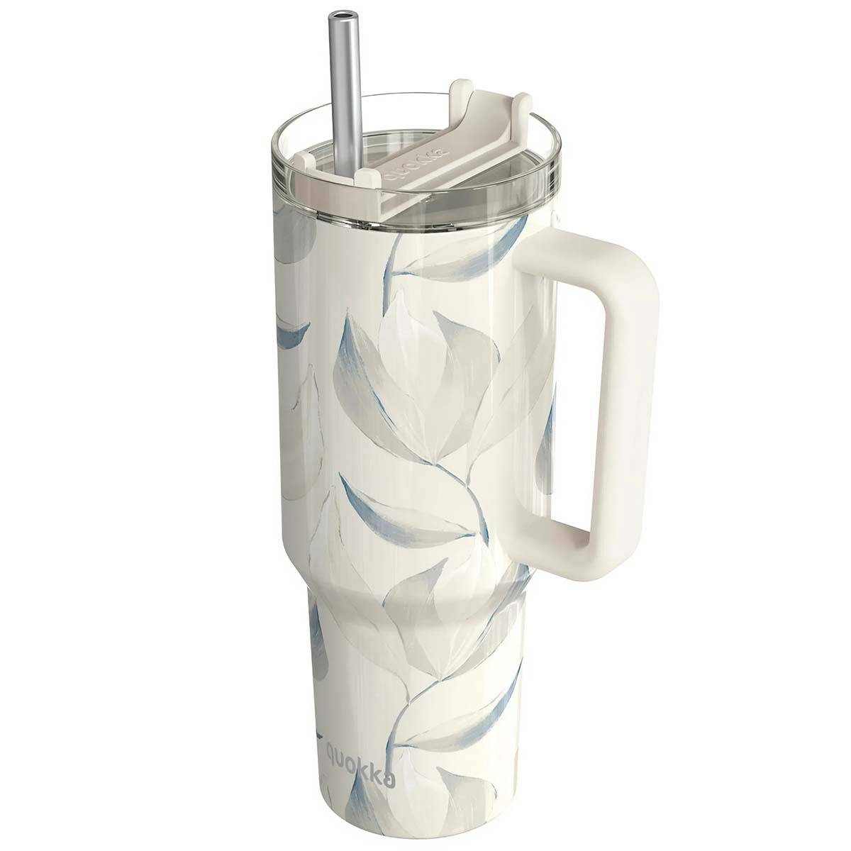 Gobelet Isotherme 1200 ml avec Paille au Décor Feuillage Coton-0