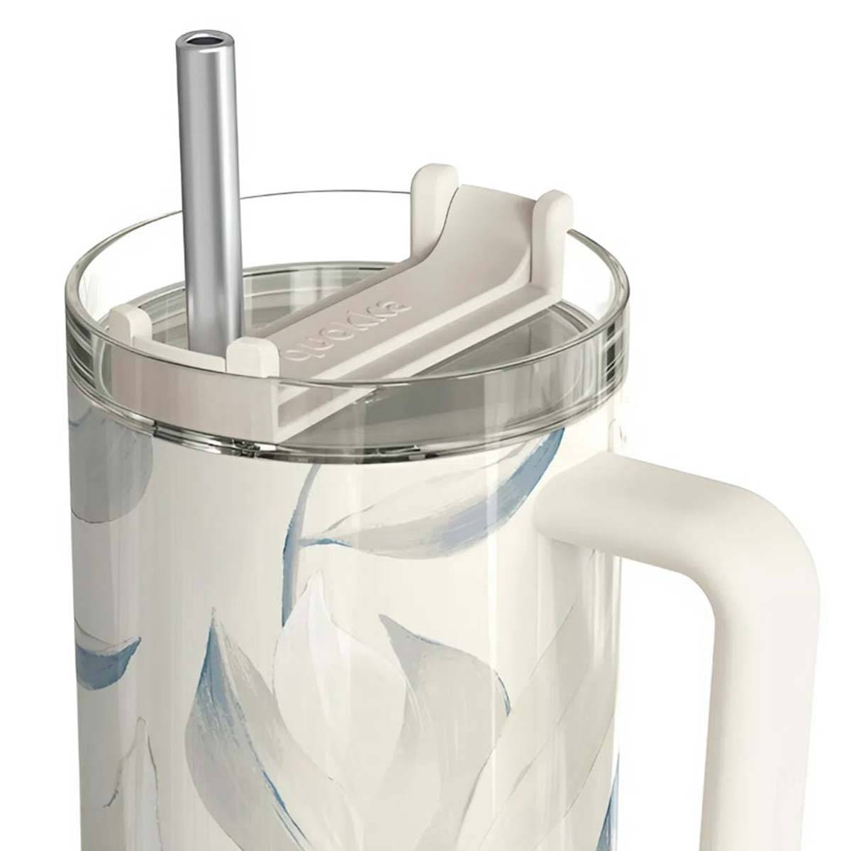 Gobelet Isotherme 1200 ml avec Paille au Décor Feuillage Coton-1