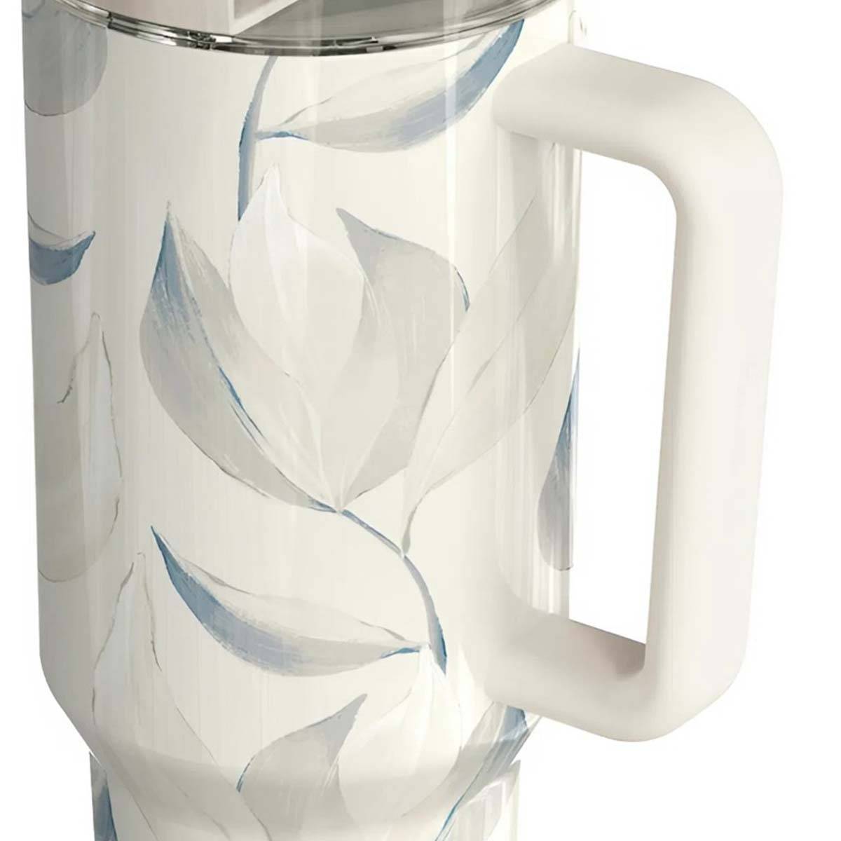 Gobelet Isotherme 1200 ml avec Paille au Décor Feuillage Coton-3