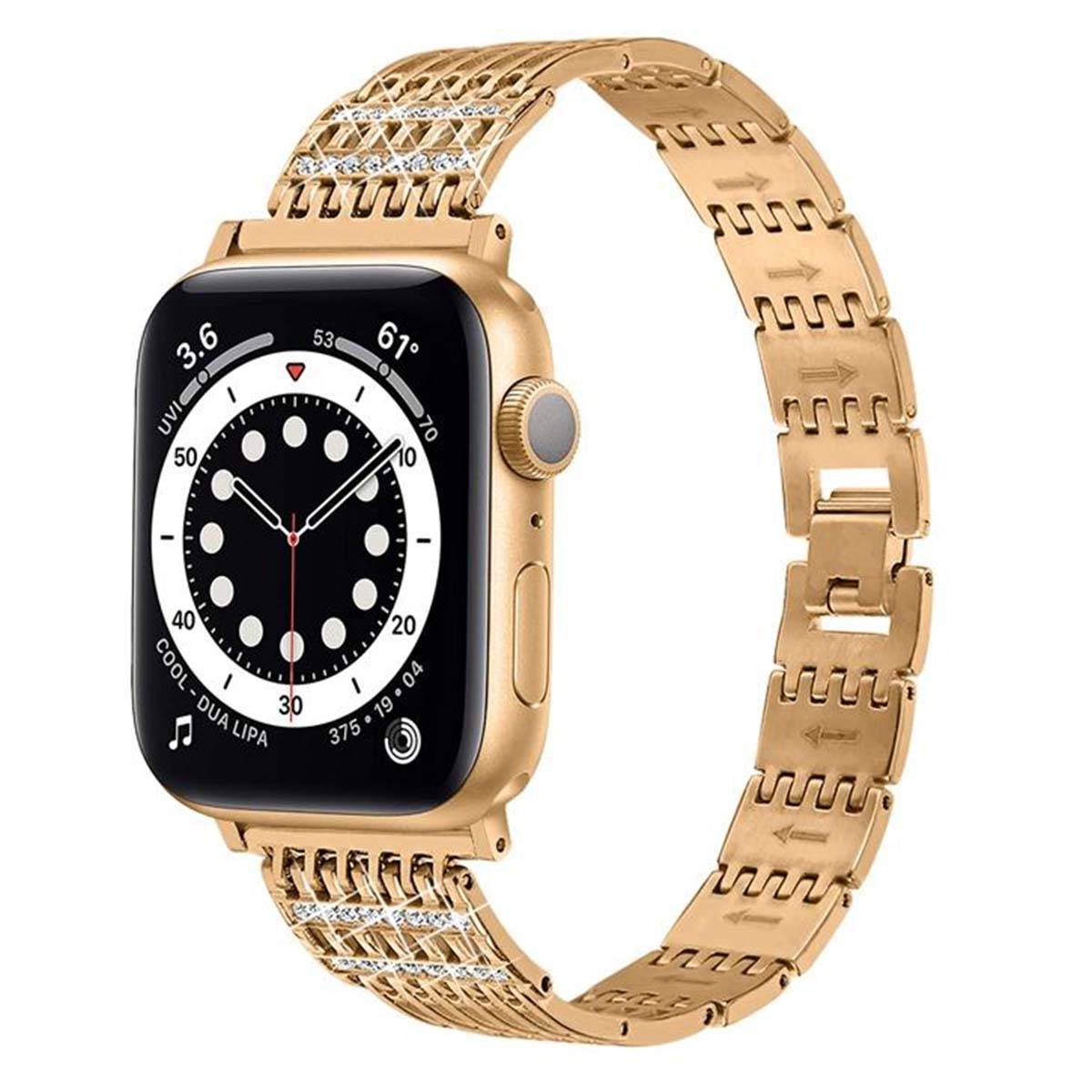 Bracelet pour Apple Watch 42/44/45mm en acier inoxydable Strass-2