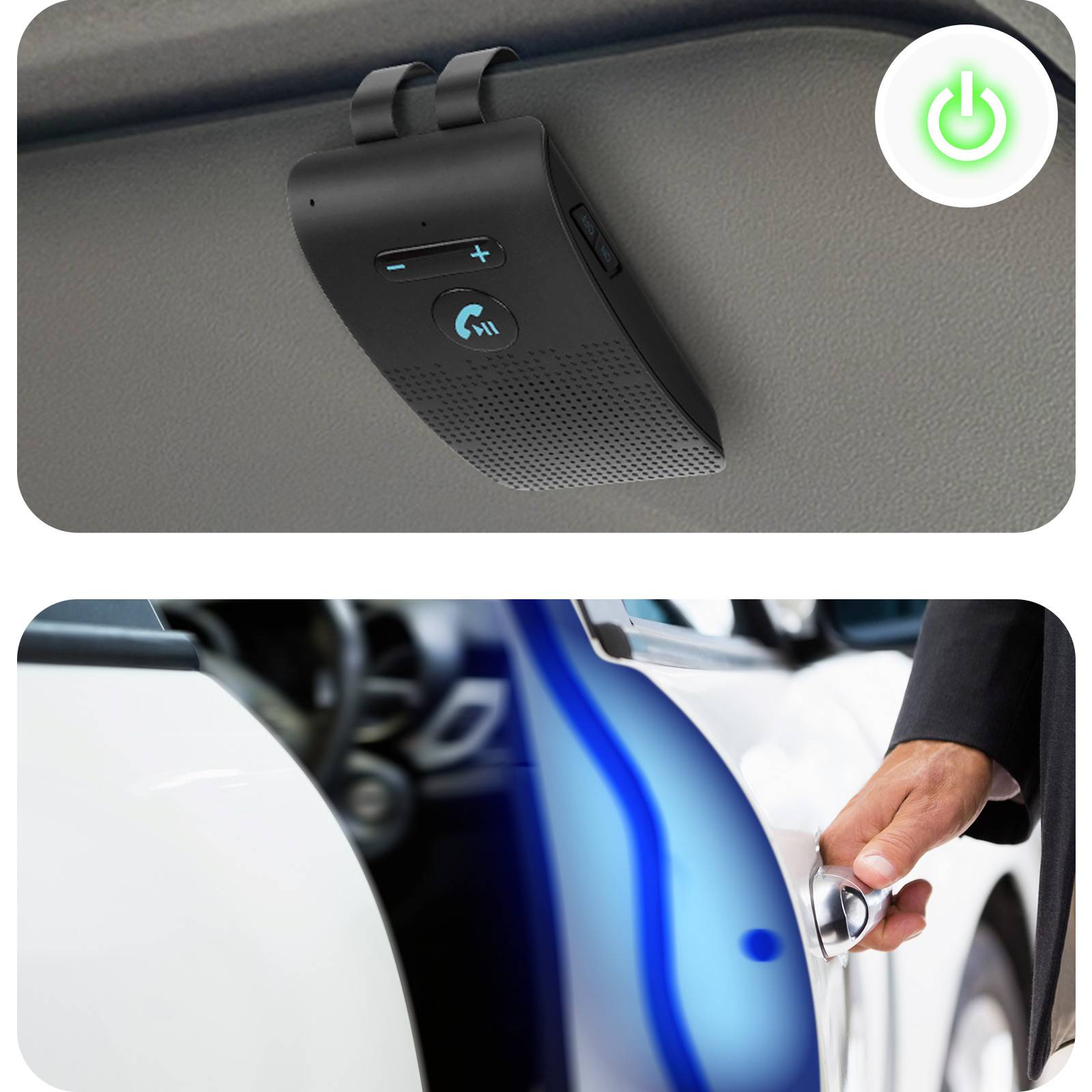 Kit main libre voiture KX1 Bluetooth 4.0 Multipoint Pare-Soleil Boutons-4