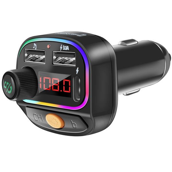 Transmetteur FM Bluetooth 5.3 Charge rapide 15.5W RGB et lecture MP3
