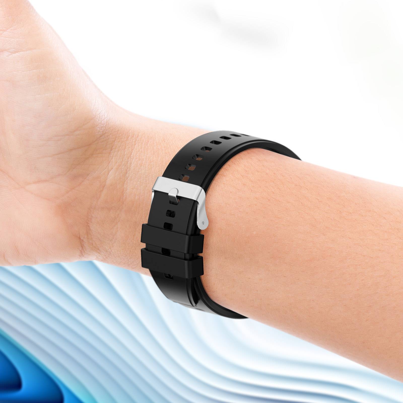 Bracelet pour Huawei Watch GT Runner Silicone Renforcé Boucle Argentée-3