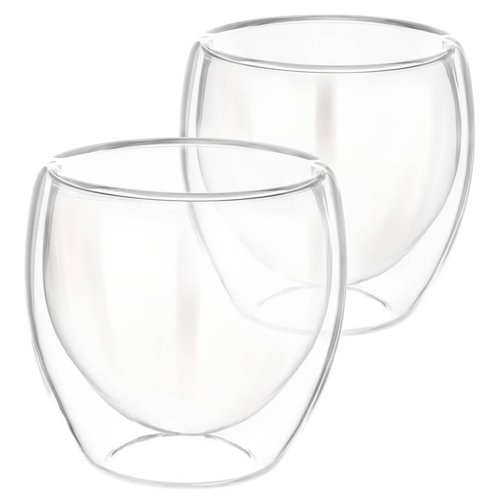 Lot 2 Verres 250ml pour Boissons Double Paroi en Verre Borosilicate-0