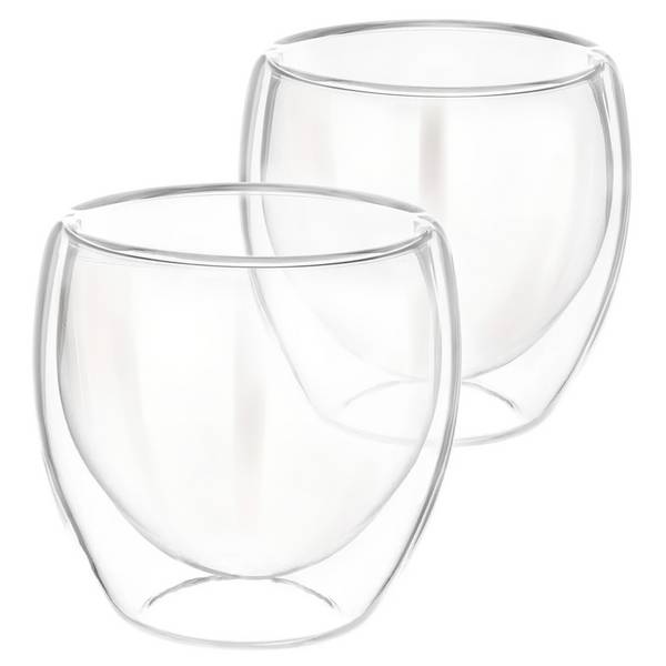 Lot 2 Verres 250ml pour Boissons Double Paroi en Verre Borosilicate