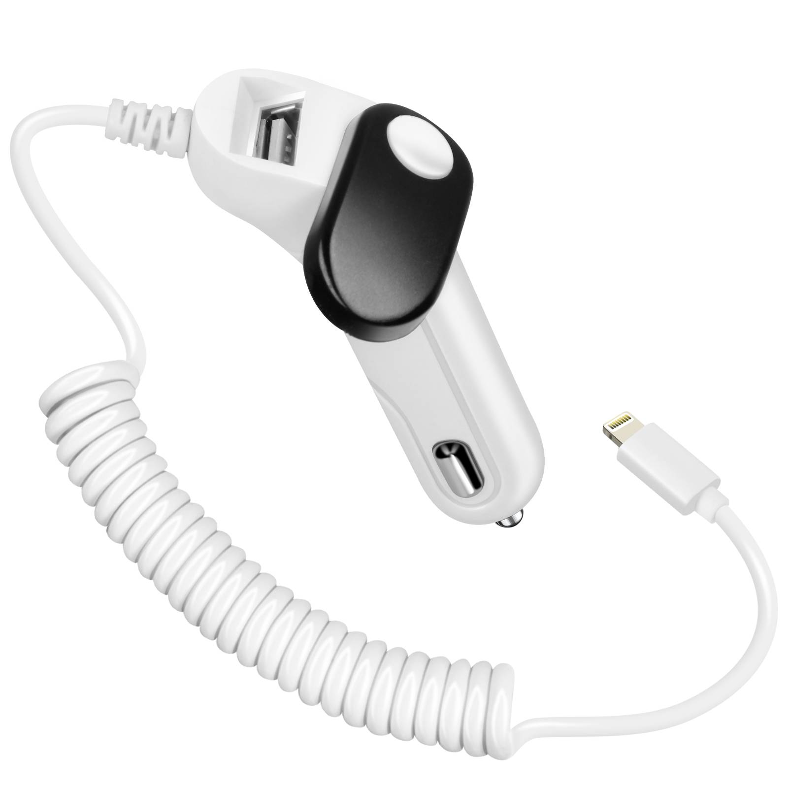 Chargeur Allume cigare Voiture Câble Lightning intégré Torsadé 1m-0