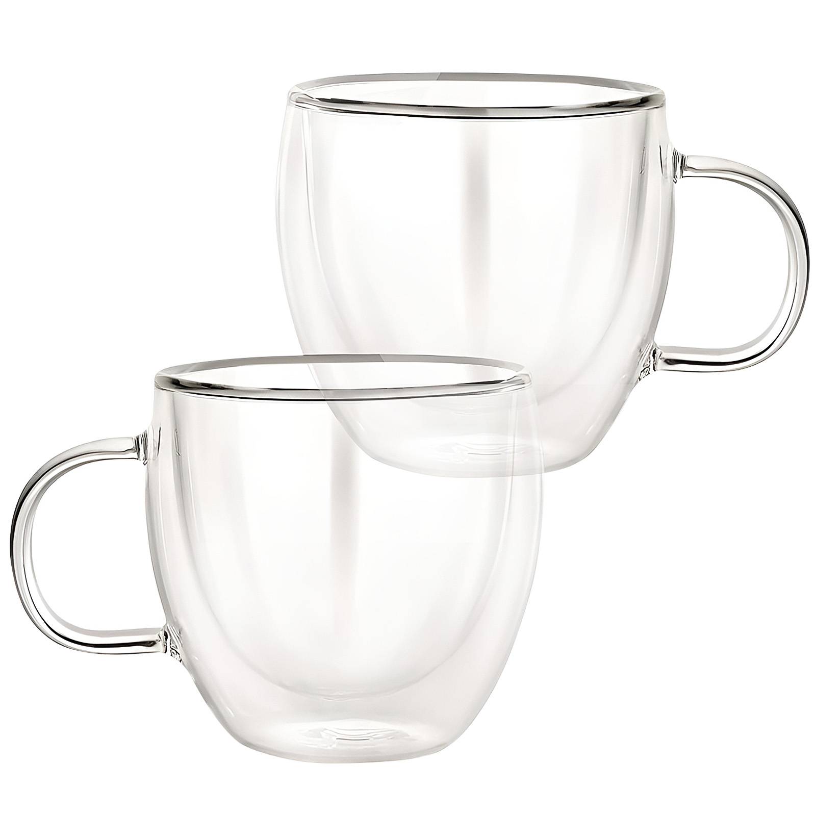 Lot 2 Verres avec Poignée Double Paroi 250ml en Verre Borosilicate-0