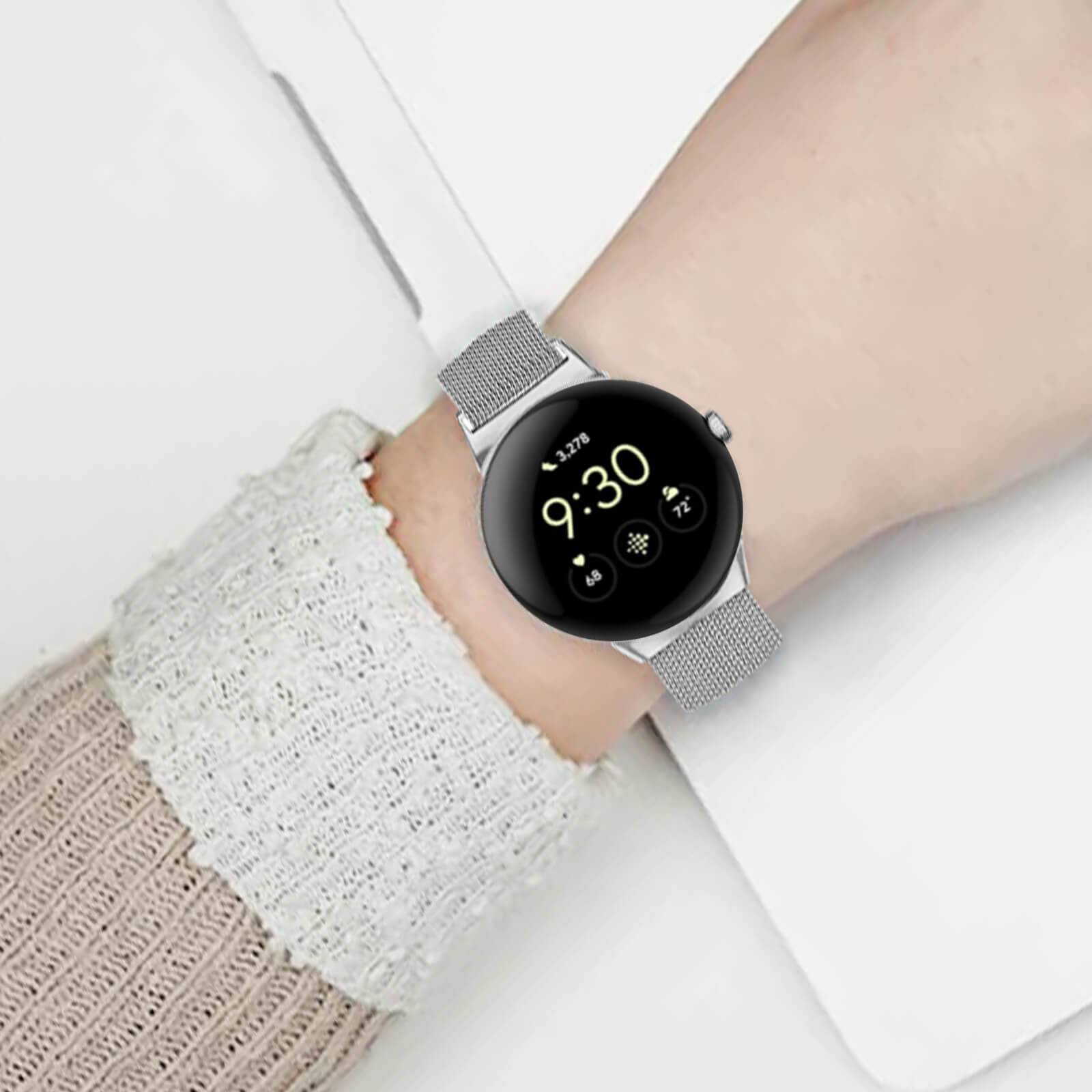 Bracelet pour Google Pixel Watch Acier Inoxydable Milanais Magnétique-4