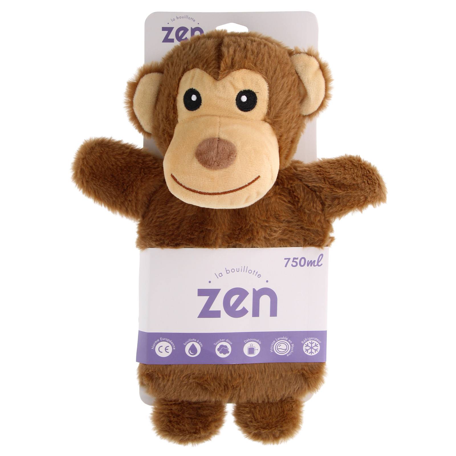 Bouillotte déhoussable en peluche Petit Singe 750ml-4