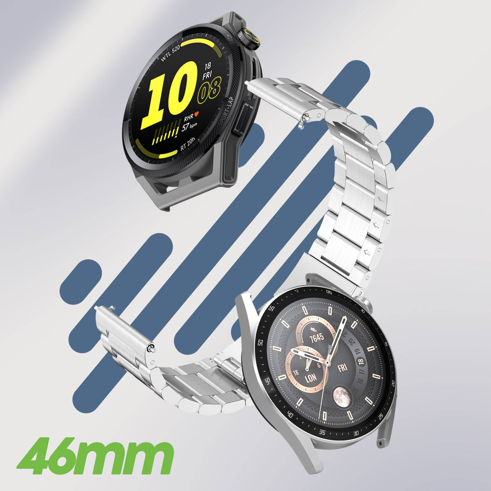 Bracelet pour Huawei Watch GT Runner GT 3 46mm Maille Acier-2