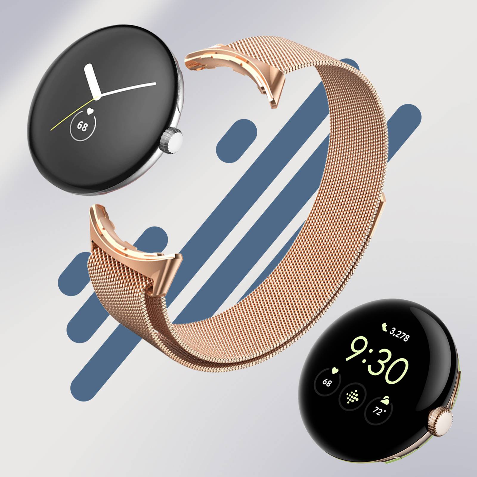 Bracelet pour Google Pixel Watch Acier Inoxydable Milanais Magnétique-3
