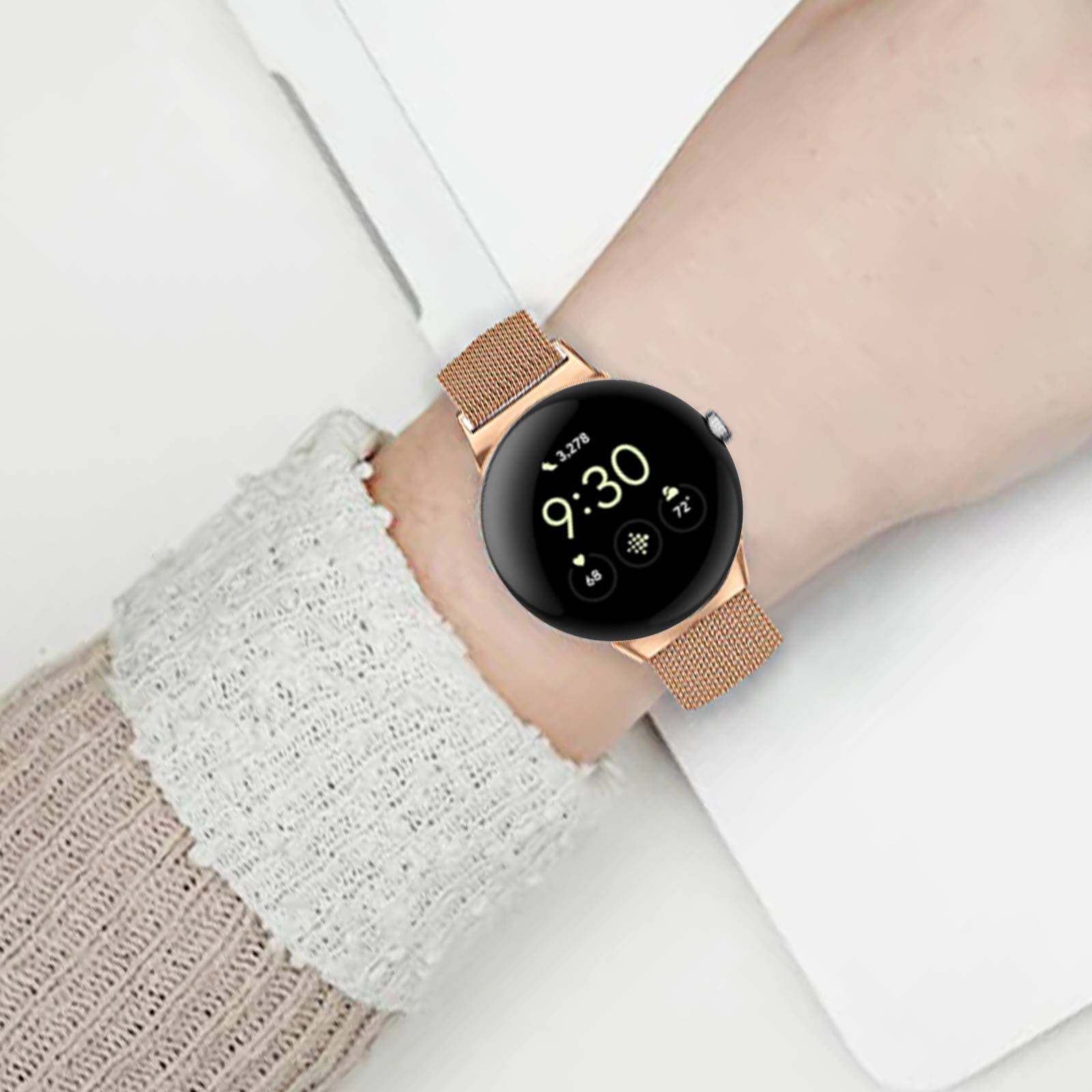 Bracelet pour Google Pixel Watch Acier Inoxydable Milanais Magnétique-4